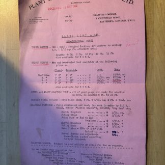Ephemera Plant & Building Equipment Chatfield Road Battersea London Letter 1962