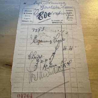 Ephemera - Eve Lingerie Gowns Millinery Etc Park Street Bristol UK Invoice c1930