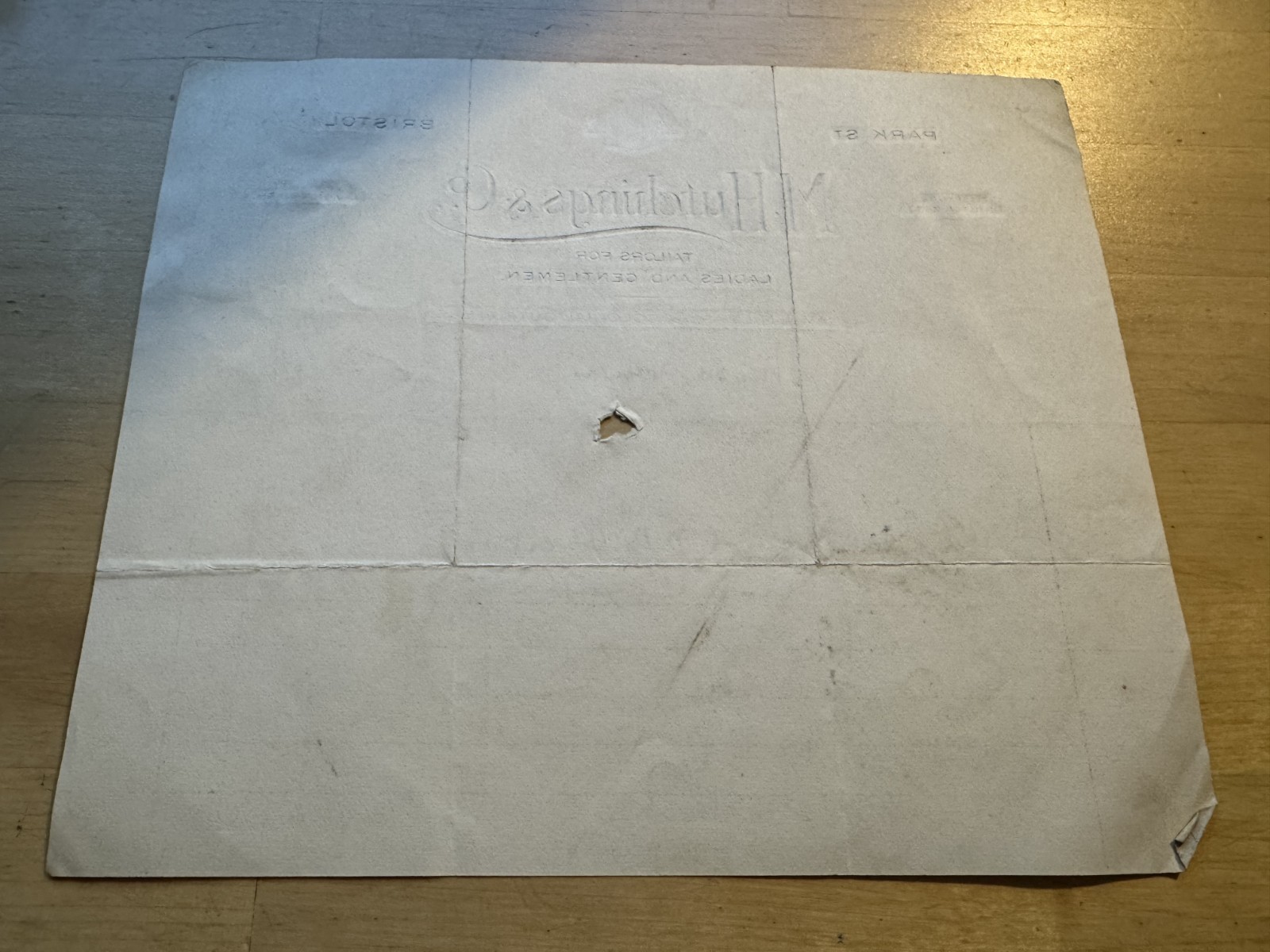 Ephemera - M. Hutchings & Co Tailors Park Street Bristol England Invoice 1929 - Image 2