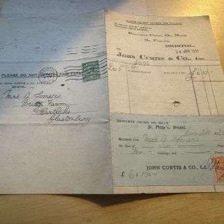 Ephemera - John Curtis & Co Ltd Redcliffe Crown Oil Mills Bristol Invoice 1931