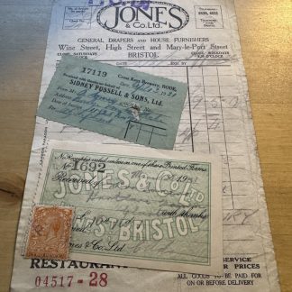 Ephemera - Jones & Co Ltd High Street Mary-le-Port Street Bristol Invoice 1931
