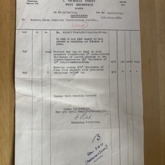 Ephemera - Cyril Heap Surfacing Nicholls Street West Bromwich Staffordshire 1961