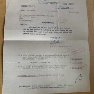 Ephemera - J.C. Hulse & Co Grey Ironfounders Dawley Wellington Shropshire 1960