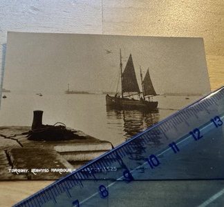 Photo - Yacht Leaving Torquay Harbour - Early 20th Century - Devon England UK